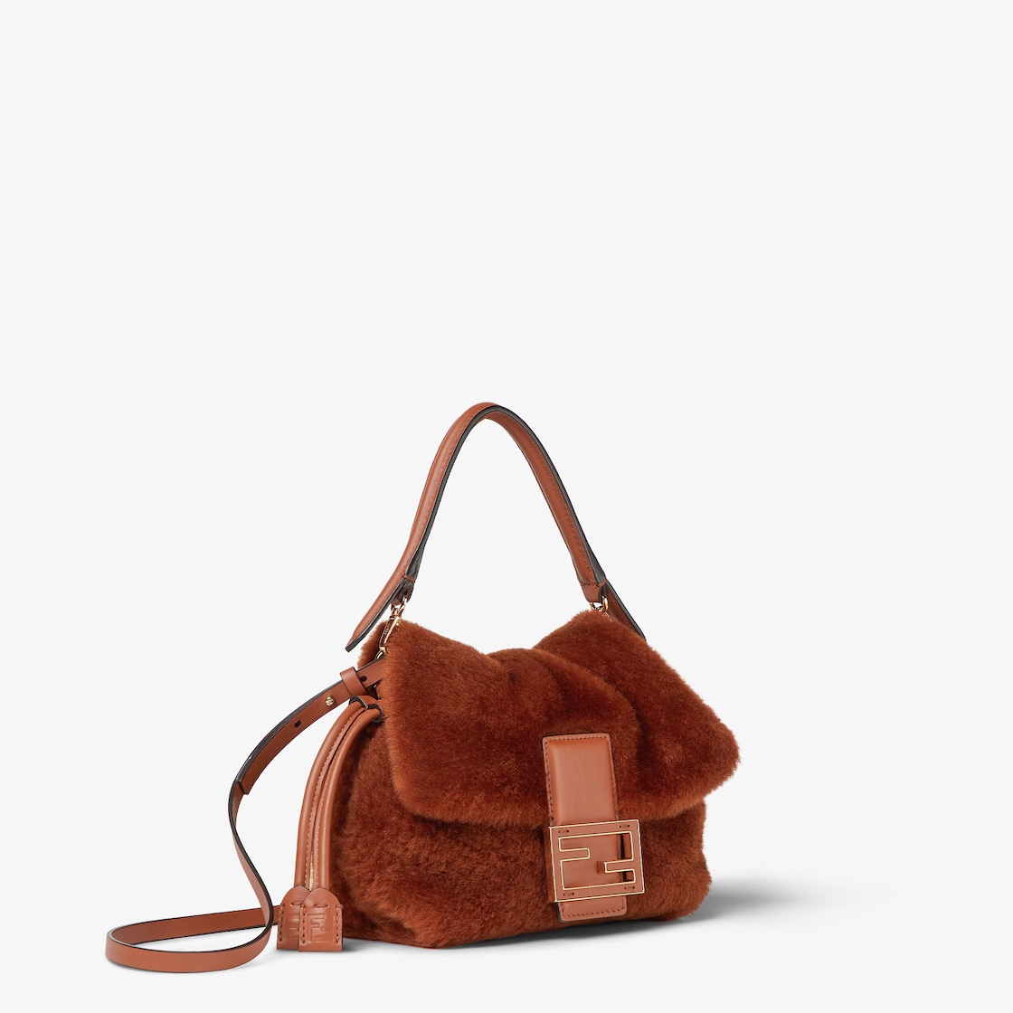 FENDI Mamma Baguette Small Brown shearling mini-bag - Image 2
